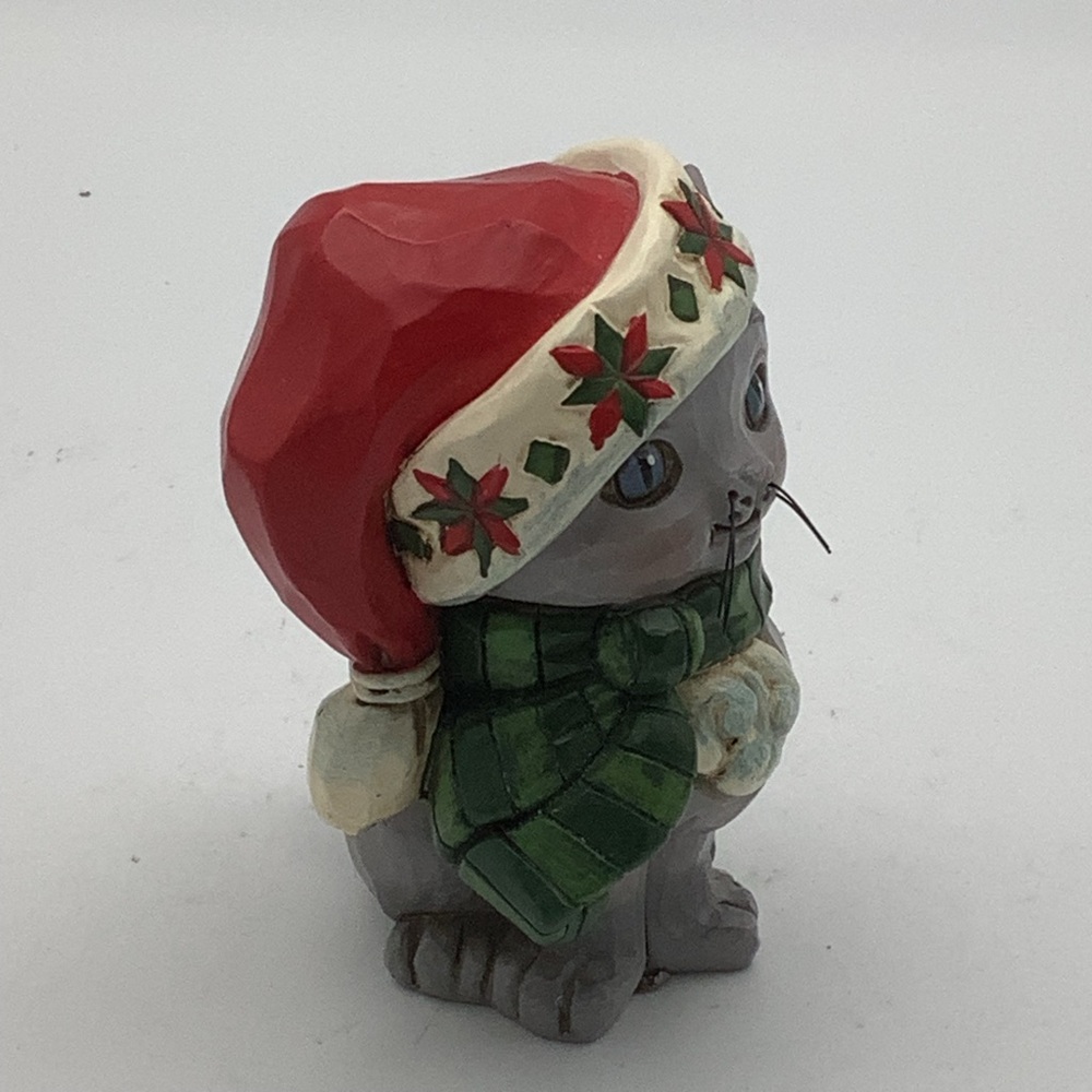 Jim Shore 2019 Mini Christmas Kitten Figurine with Red Santa Hat - Picture 5 of 12